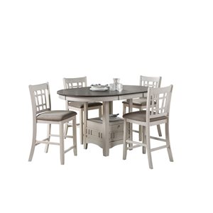 HomeTrend Janiper Antique White Dining Room Set with Oval Table - 5-Piece
