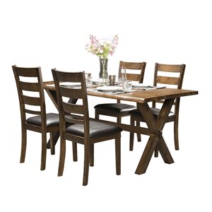 HomeTrend Sansa Warm Oak Dining Room Set with Rectangular Table - 5-Piece