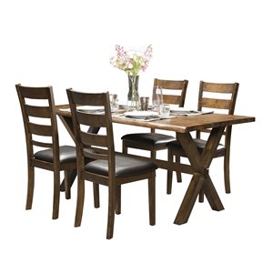 Ensemble de salle à manger chêne chaud Sansa par HomeTrend avec table rectangulaire, 5 pièces