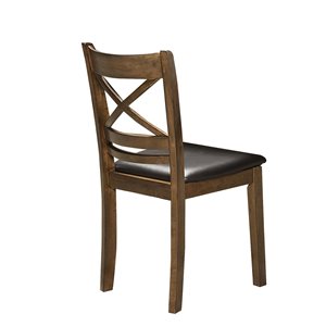 Chaise de salle à manger traditionnelle en bois Pandora par HomeTrend avec siège en vinyle, ensemble de 2