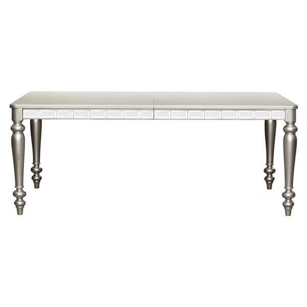 HomeTrend Orsina Silver Wood Rectangular Extending Removable Standard Table with Silver Wood Base