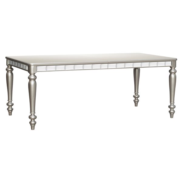 HomeTrend Orsina Silver Wood Rectangular Extending Removable Standard Table with Silver Wood Base