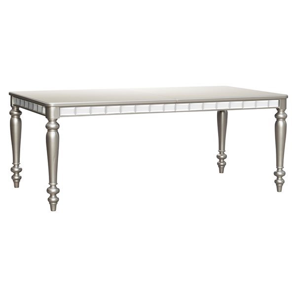 Table rectangulaire Orsina par HomeTrend en bois argent avec base en bois argent et rallonge