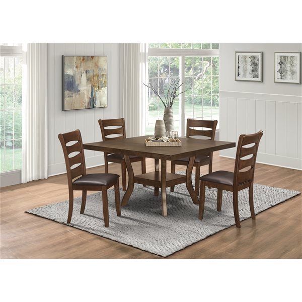 HomeTrend Darla Brown Dining Room Set with Rectangular Table - 5-Piece