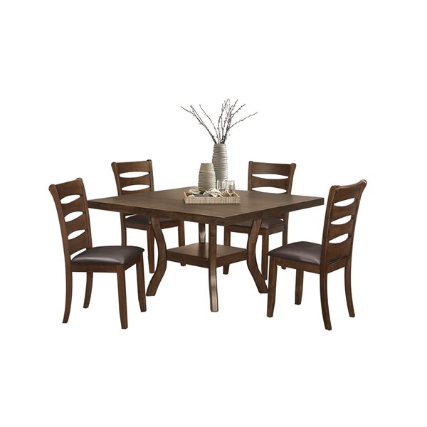 HomeTrend Darla Brown Dining Room Set with Rectangular Table - 5-Piece