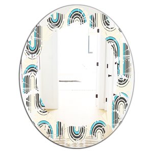 Designart Grey 31.5-in L x 23.7-in W Oval Retro Geometrical Abstract Minimal Pattern IV Polished Wall Mirror