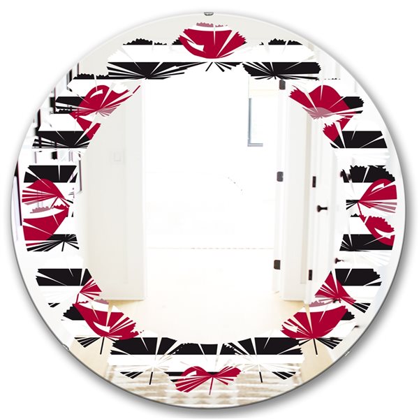 Designart 24-in Black Round Red Lips Fashion Pattern Polished Wall ...