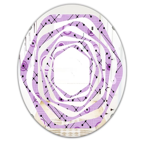 Designart 31.5-in L x 23.7-in W Oval Purple 1950 Retro Pattern III Polished Wall Mirror