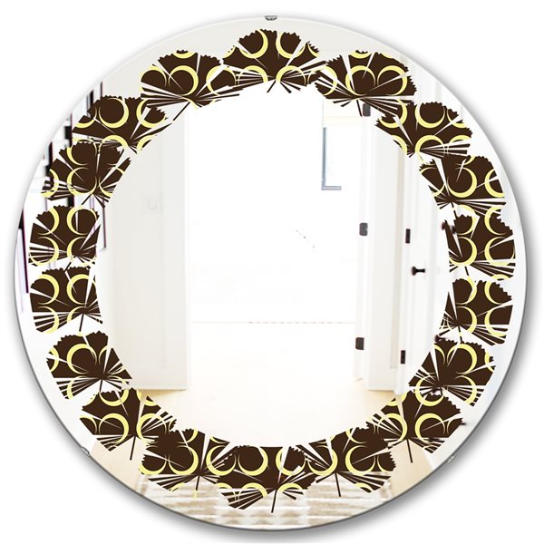 Designart 24-in Brown Round Floral Retro Pattern II Modern Polished ...