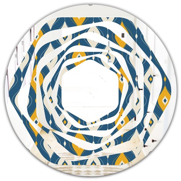 Designart 24-in Blue Round Retro Abstract Pattern II Polished Wall ...