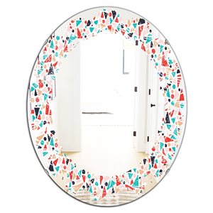 Designart Oval Multicolour 31.5-in L x 23.7-in W Retro Abstract Pattern Design II Polished Wall Mirror