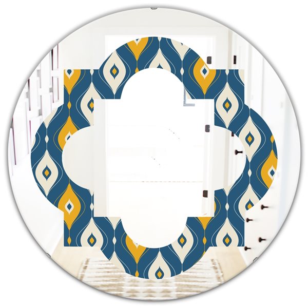 Designart 24-in Round Blue Retro Abstract Pattern II Polished Wall ...