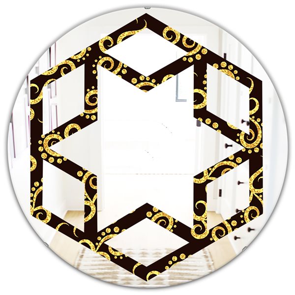 Designart 24 In Round Gold And Black Swirl II Modern Polished Wall   330893491 MainImage 001 L 