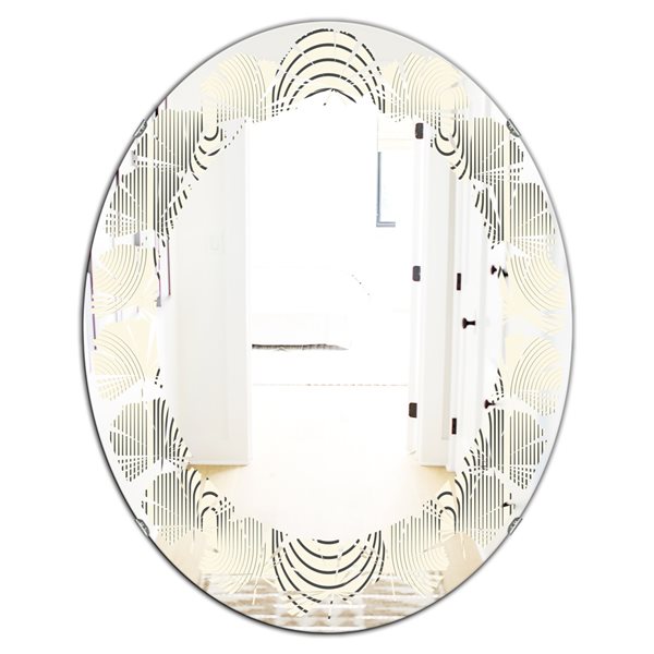 Designart 31.5-in L x 23.7-in W Oval Grey Monochrome Geometric Pattern X Modern Polished Wall Mirror