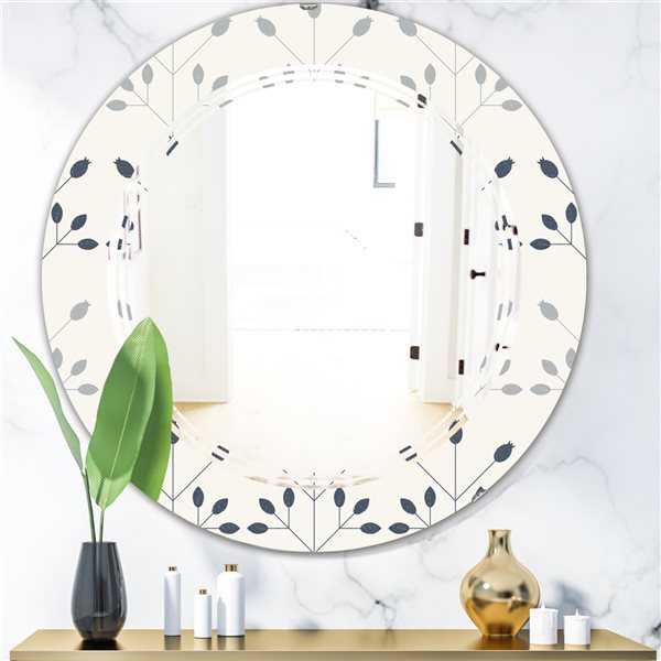 Designart Oval 31.5-in L x 23.7-in W Pink Retro Geometrical Abstract Minimal Pattern XI Polished Wall Mirror