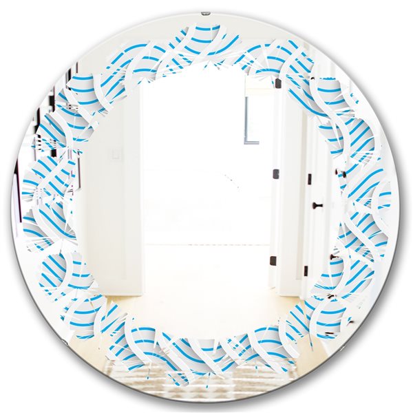 Designart 24-in Round 3D White and Light Blue Pattern II Modern ...