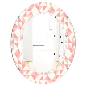Designart Pink 31.5-in L x 23.7-in W Oval Abstract Geometric Pattern Polished Wall Mirror