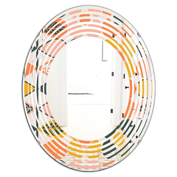 Designart Multicolour Oval 31.5-in L x 23.7-in W Botanical Retro Design II Polished Wall Mirror