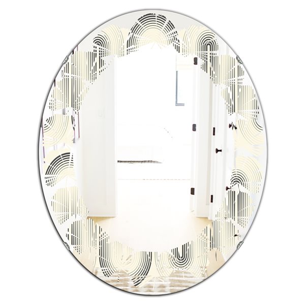 Designart Oval 31.5-in L x 23.7-in W Grey Retro Curved Minimal