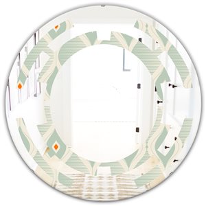 Designart 24-in Round Green Retro Abstract Drops VII Modern Polished Wall Mirror