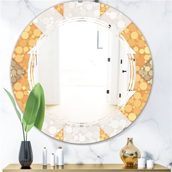 Designart Geometric Retro Design I 24-in x 24-in Round Wall Mirror
