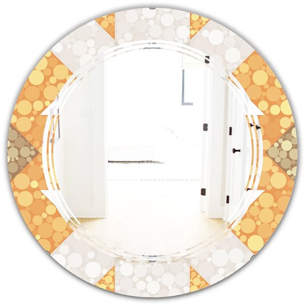 Designart Geometric Retro Design I 24-in x 24-in Round Wall Mirror