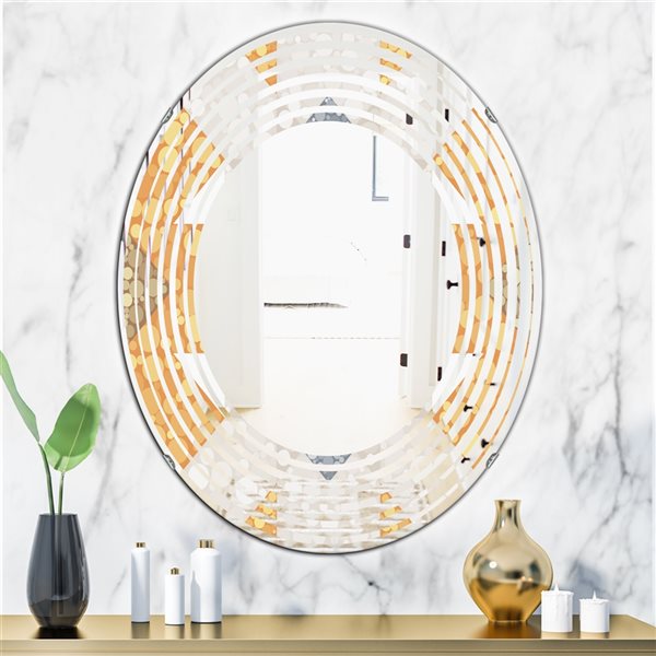 Designart Geometric Retro Design I 31.5-in x 23.7-in Oval Mirror