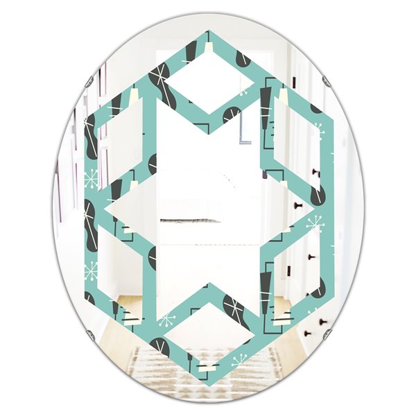 Designart 1950 Retro Pattern II 31.5-in x 23.7-in Oval Polished Wall Mirror