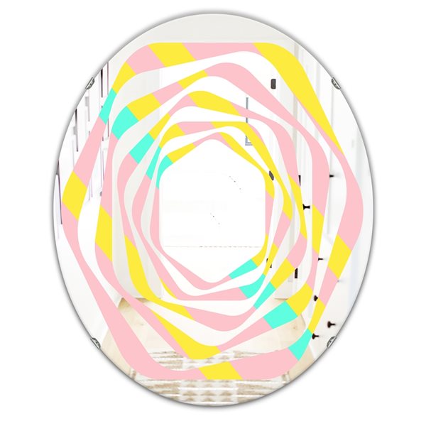 Designart Memphis Retro Neon Pattern 31.5-in x 23.7-in Oval Mirror | RONA