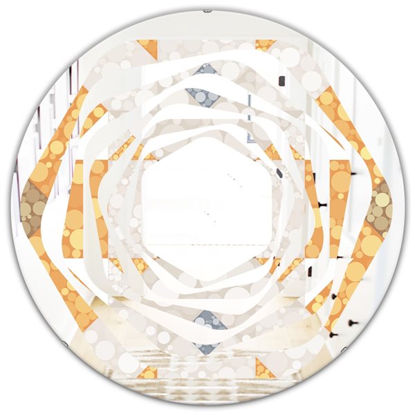 Designart 24-in x 24-in Round Yellow Polished Wall Mirror - Geometric ...