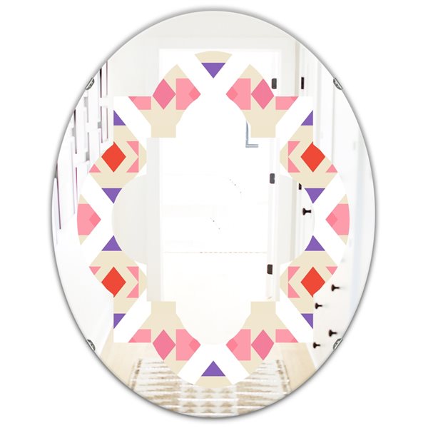 Designart Triangular Retro Design VII 23.7-in x 31.5-in Oval Pink ...