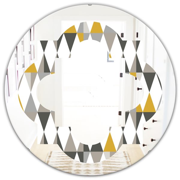 Designart Diamond Retro VIII 24 In Round Grey Polished Wall Mirror   330893969 MainImage 001 L 