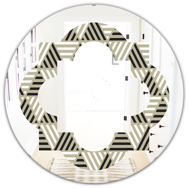 Designart Triangular Retro Design VIII 24-in Round Black Polished Wall ...