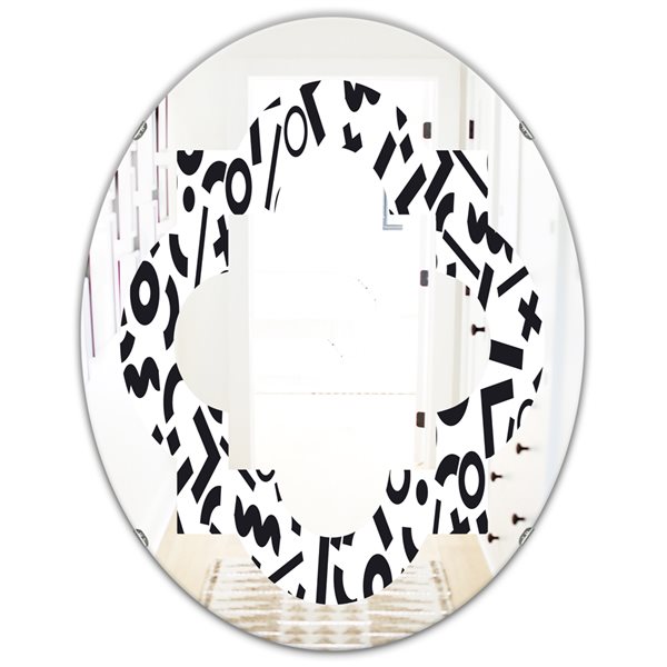 Designart Monochrome Geometric Pattern XIII 31.5-in x 23.7-in Oval Black Wall Mirror