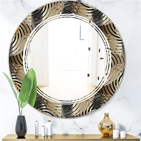 Designart Circular Geometric Retro Abstract I 24-in Round Multicolour Polished Mirror