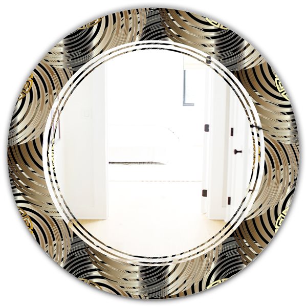 Designart Circular Geometric Retro Abstract I 24-in Round Multicolour Polished Mirror