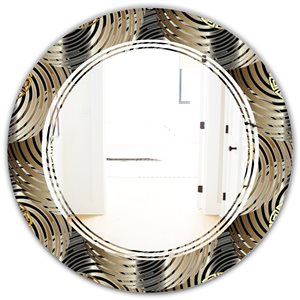 Designart Circular Geometric Retro Abstract I 24-in Round Multicolour Polished Mirror