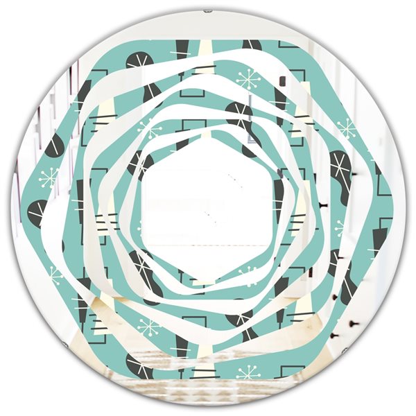 Designart 1950 Retro Pattern II 24-in x 24-in Round Polished Wall Mirror