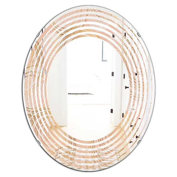 Designart 31.5-in x 23.7-in Oval Beige Polished Wall Mirror - Rose Gold ...