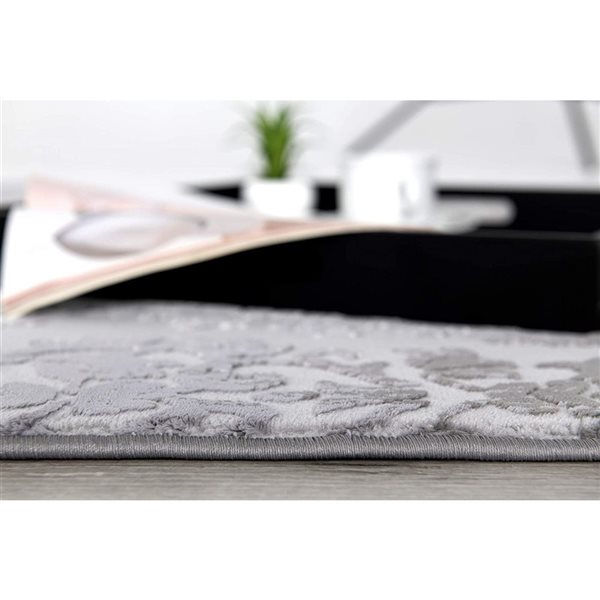 Rug Branch Tapis de passage d'intérieur moderne scandinave floral gris beige - 2x15