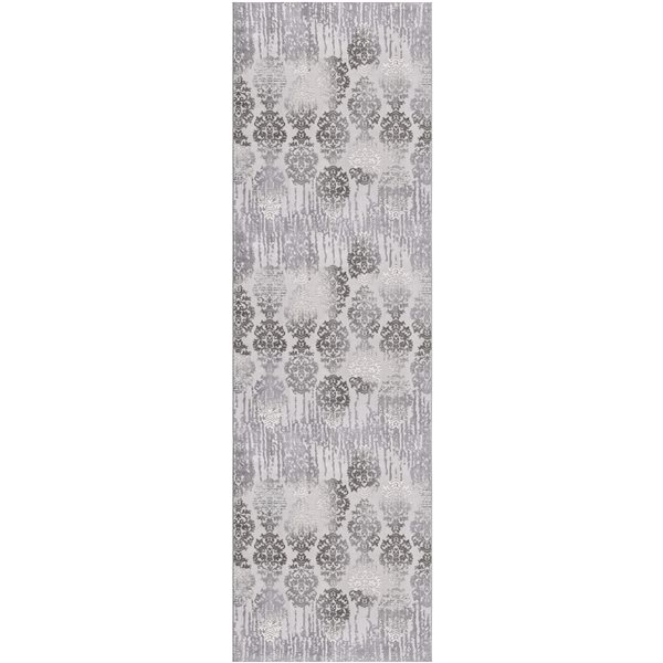 Rug Branch Modern Scandinavian Floral Grey Beige Indoor Runner Rug - 2x15