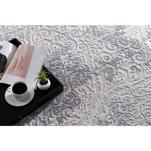 Rug Branch Contemporary Modern Floral Grey Beige Indoor Area Rug - 8x10