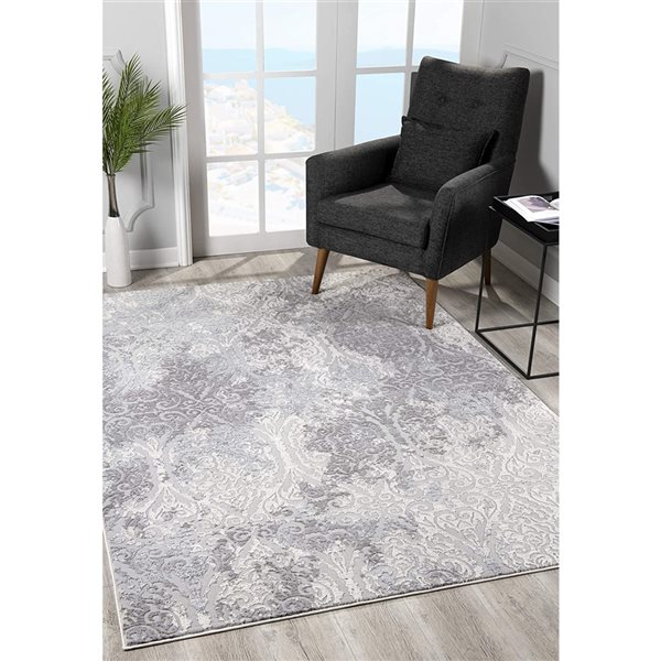 Rug Branch Contemporary Modern Floral Grey Beige Indoor Area Rug - 6x9