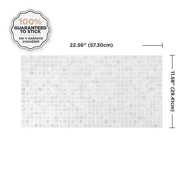 Smart Tiles Blok Minimo  22.56in x 11.58in  2PK  Peel and Stick Backsplash