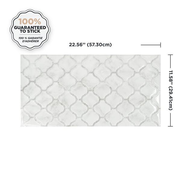 Smart Tiles Blok Arabesco  22.56po x 11.58po Pqt-2  Tuiles autocollantes 3D