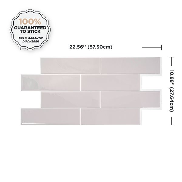 Smart Tiles Oslo Grey  22.56in X 10.88in  2PK  Peel and Stick Backsplash