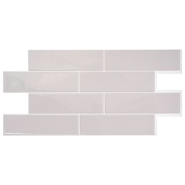 smart tiles Square Veldon 22.29 in x 8.23 in White Peel and Stick