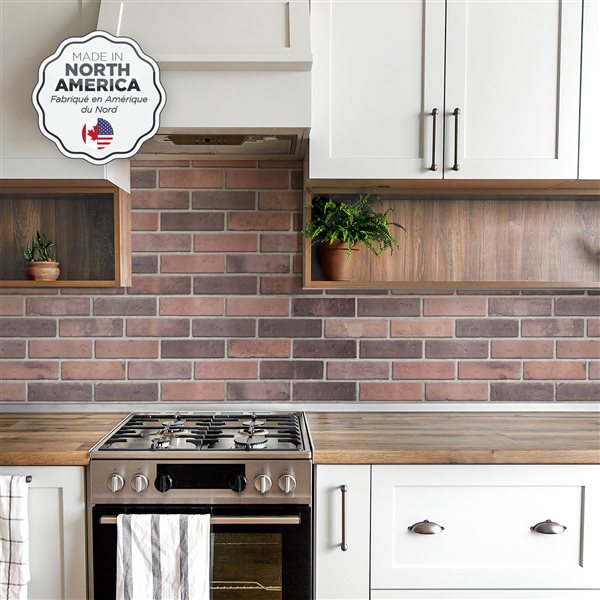 Smart Tiles Brik Porto  22.56in x 11.58in  2PK  Peel and Stick Backsplash