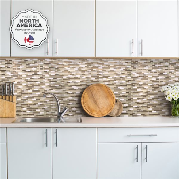 Smart Tiles Muretto Durango  10.2in x 9.1in  4PK  Peel and Stick Backsplash