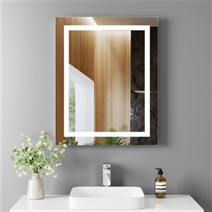 Kinwell 30-in Lighted LED Fog Free Rectangular Frameless Bathroom Mirror